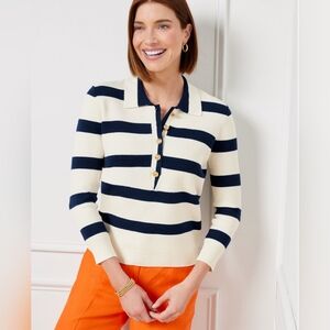Talbots Striped Navy and Cream Women's Medium Top